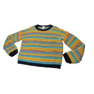 Sundance Chunky Eudora Fisherman Rainbow Multicolor Pullover Sweater Large